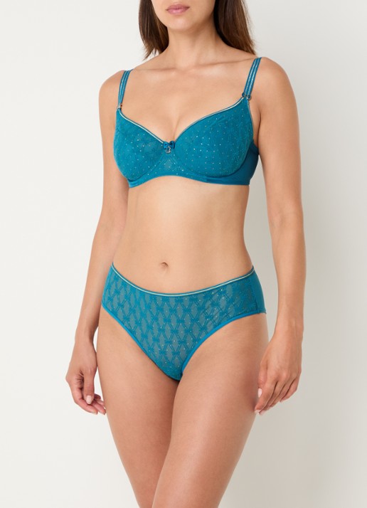 Marlies Dekkers Blue Angel balconette bh van mesh met borduring - voorkant 3 zeegroen