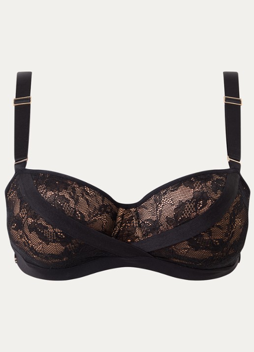 Marlies Dekkers Cypher balconette bh met overlay van kant - voorkant zwart