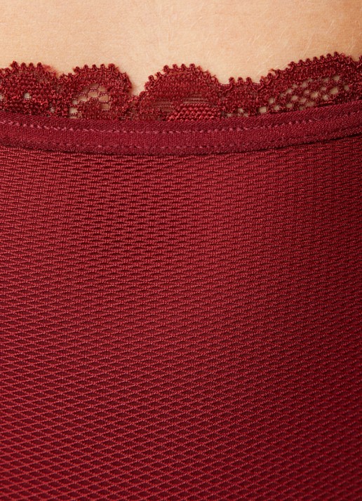 Marlies Dekkers High waisted slip met overlay van mesh - detail 2 bordeauxrood