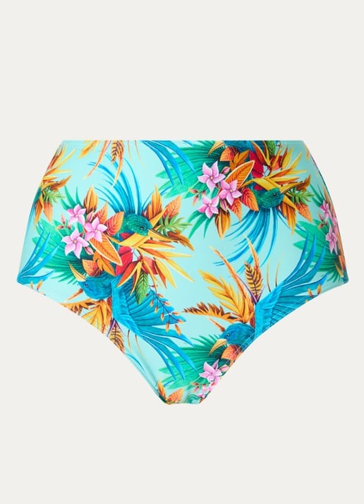 Marlies Dekkers Hula Haka high waisted bikinislip met print - voorkant lichtblauw