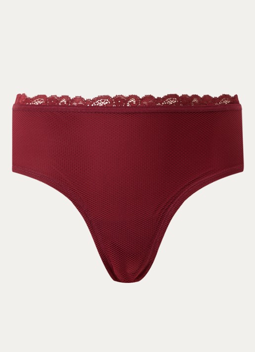 Marlies Dekkers Slip met overlay van mesh - voorkant bordeauxrood