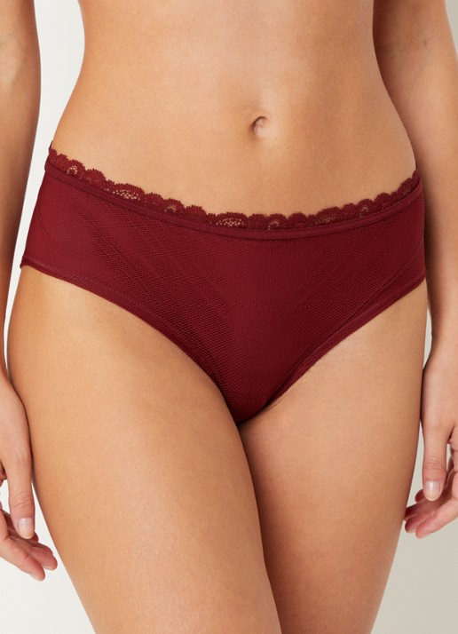 Marlies Dekkers Slip met overlay van mesh - voorkant 2 bordeauxrood