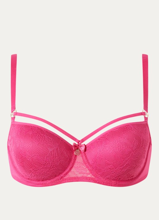 Marlies Dekkers Space Odyssey balconette bh met overlay van kant - voorkant 2 fuchsia