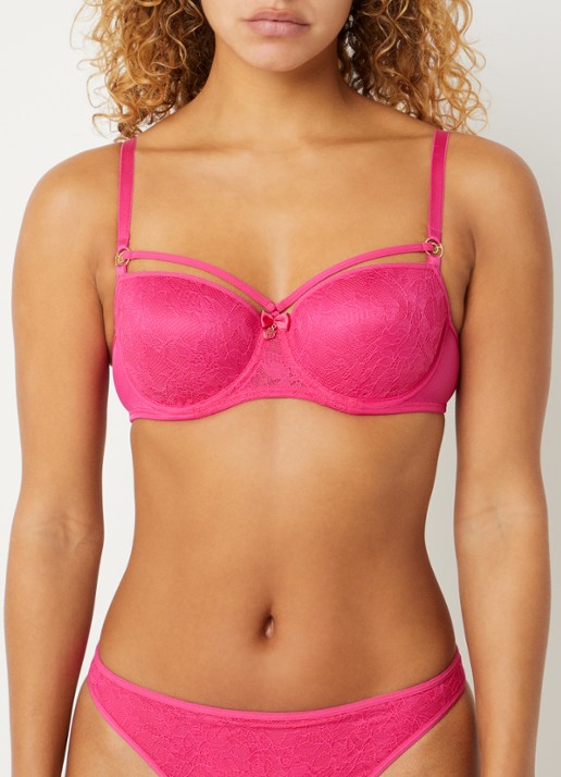 Marlies Dekkers Space Odyssey balconette bh met overlay van kant - voorkant 3 fuchsia
