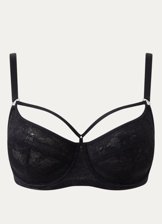 Marlies Dekkers Space Odyssey balconette bh met overlay van kant - voorkant 2 zwart