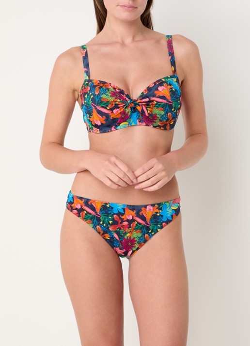 Marlies Dekkers Thalassa voorgevormde balconette bikinitop met bloemenprint - voorkant 3 donkerblauw