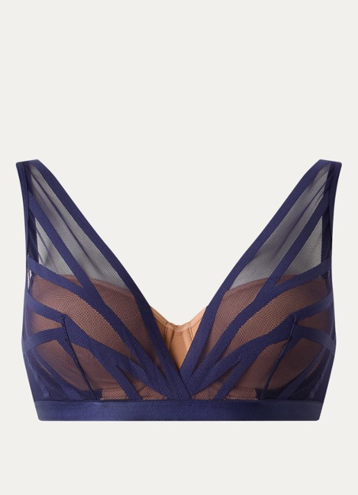 Marlies Dekkers the illusionist balconette bh met overlay van mesh - voorkant 2 donkerblauw