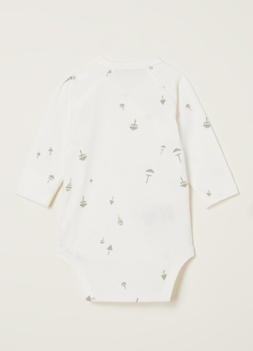 MarMar COPENHAGEN Belita romper met overslag en print - voorkant 2 gebroken wit