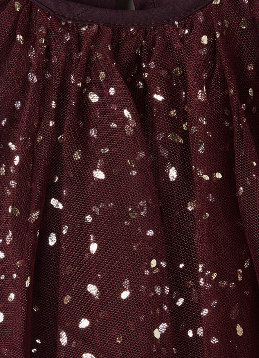 MarMar COPENHAGEN Daya jurk van tulle met lurex - detail aubergine