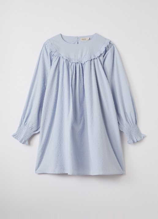 MarMar COPENHAGEN Drissy jurk met structuur - voorkant 6 lichtblauw