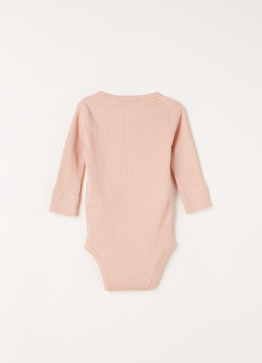 MarMar COPENHAGEN Henley romper met ribstructuur - voorkant 2 roze