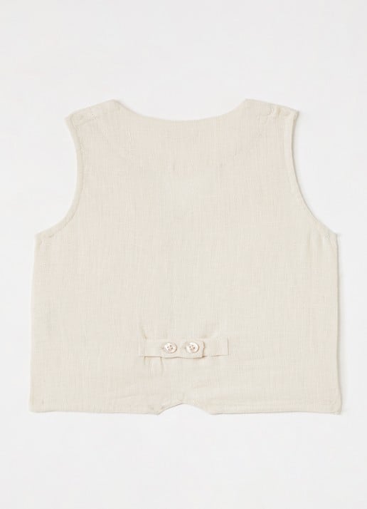 MarMar COPENHAGEN Jalfa gilet van linnen - voorkant 4 beige