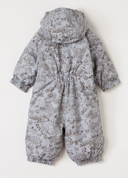 MarMar COPENHAGEN Oriel gewatteerd babypak met print - voorkant 2 blauwgrijs