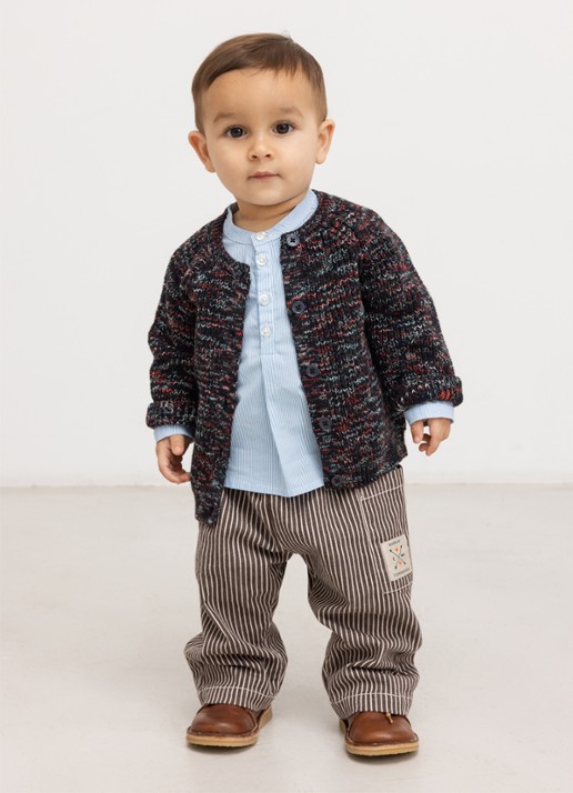 MarMar COPENHAGEN Straight fit broek met streepprint - voorkant 4 donkerbruin