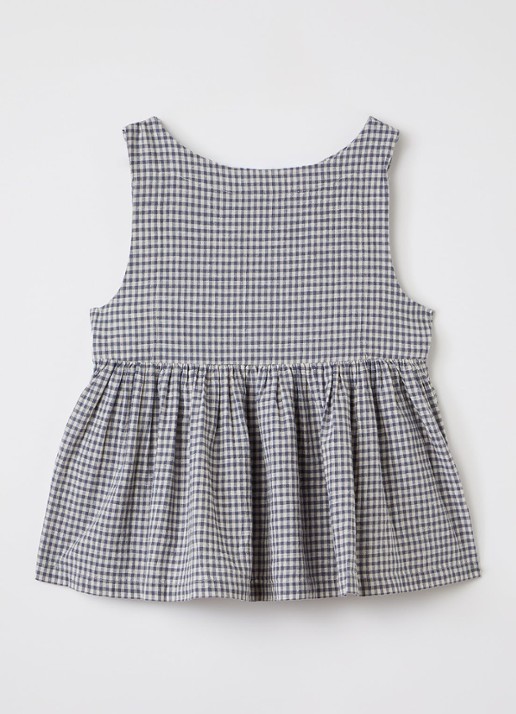 MarMar COPENHAGEN Tarame top met ruitdessin - achterkant donkerblauw