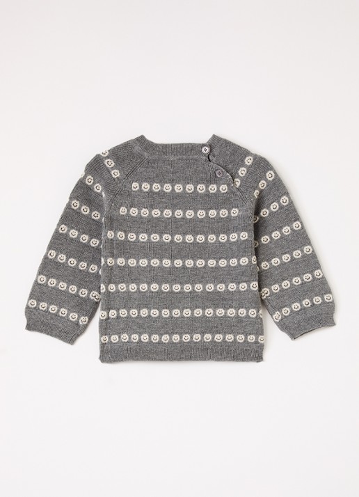 MarMar COPENHAGEN Torin grofgebreide trui in merino wolblend - voorkant 3 lichtgrijs