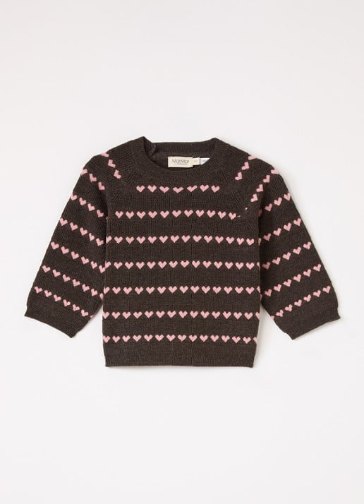 MarMar COPENHAGEN Torin grofgebreide trui in merino wolblend - voorkant bruin