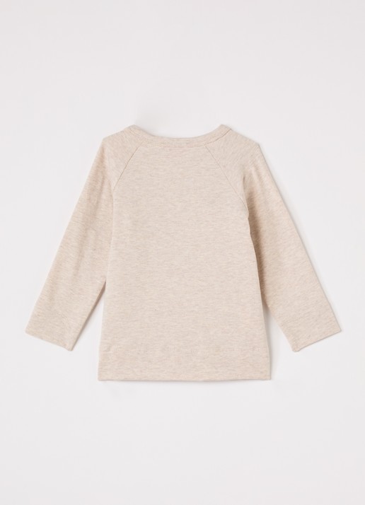 MarMar COPENHAGEN Tut longsleeve met overslag in  katoenblend  - voorkant 3 beige