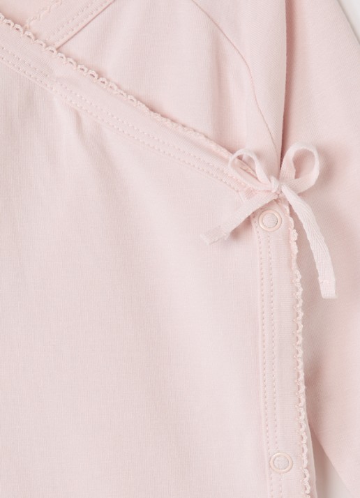 MarMar COPENHAGEN Tut longsleeve met overslag in  katoenblend  - detail lichtroze