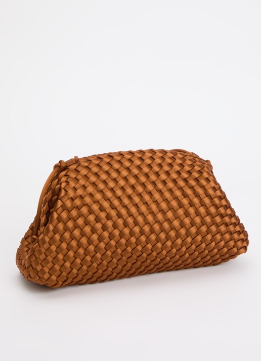 Marrea Clutch met gevlochten details en verstelbare schouderriem - achterkant 4 roestbruin
