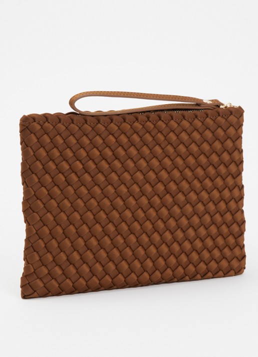 Marrea Clutch met gevlochten details  - achterkant 5 bruin