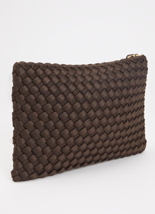 Marrea Clutch met gevlochten details  - achterkant 3 donkerbruin