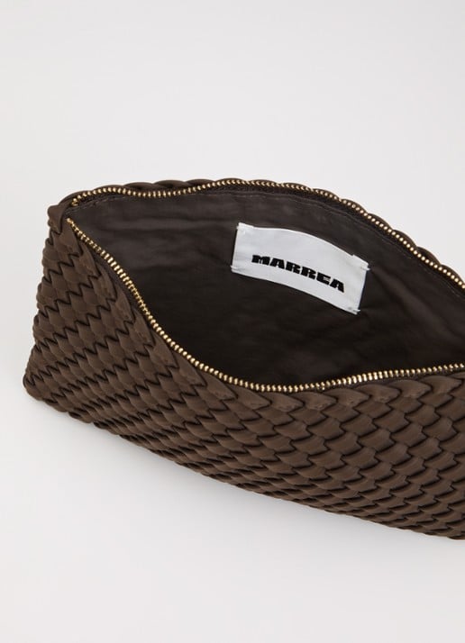 Marrea Clutch met gevlochten details  - detail donkerbruin