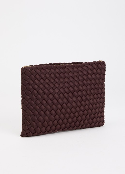 Marrea Clutch met gevlochten details  - achterkant aubergine