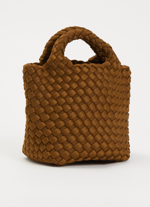 Marrea Mini handtas met afneembare schouderriem en gevlochten details - achterkant 5 cognac