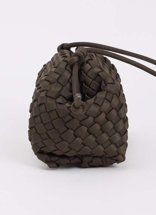Marrea Pouch mini handtas met gevlochten detail  - detail 2 donkerbruin