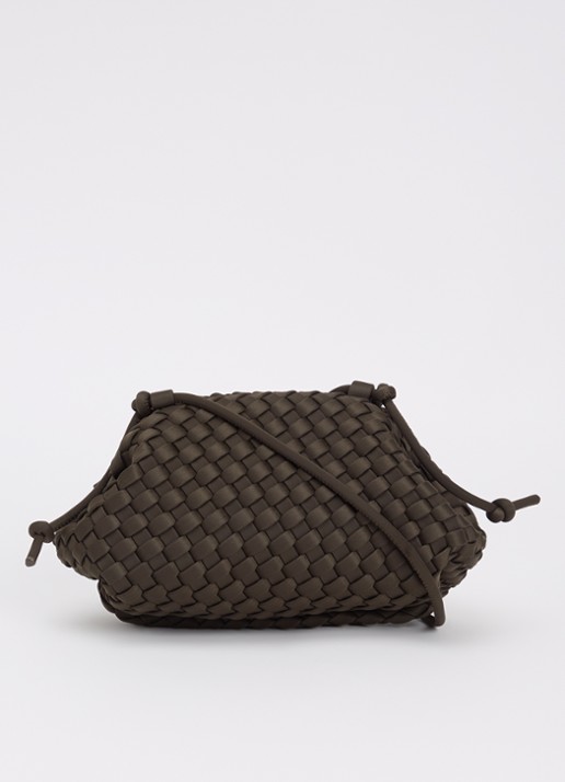 Marrea Pouch mini handtas met gevlochten detail  - voorkant 5 donkerbruin