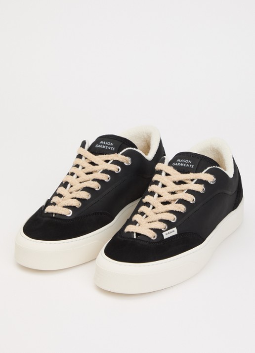 Mason Garments Atlantis sneaker van nubuck met suède details - detail zwart