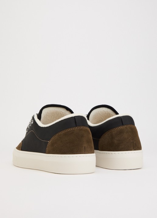 Mason Garments Atlantis sneaker van nubuck met suède details - achterkant bronsgroen
