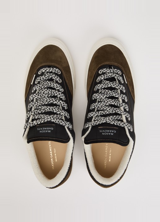 Mason Garments Atlantis sneaker van nubuck met suède details - detail 4 bronsgroen
