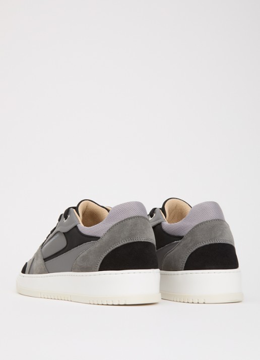 Mason Garments Matera sneaker van leer met details van nubuck en suède - achterkant 5 donkergrijs