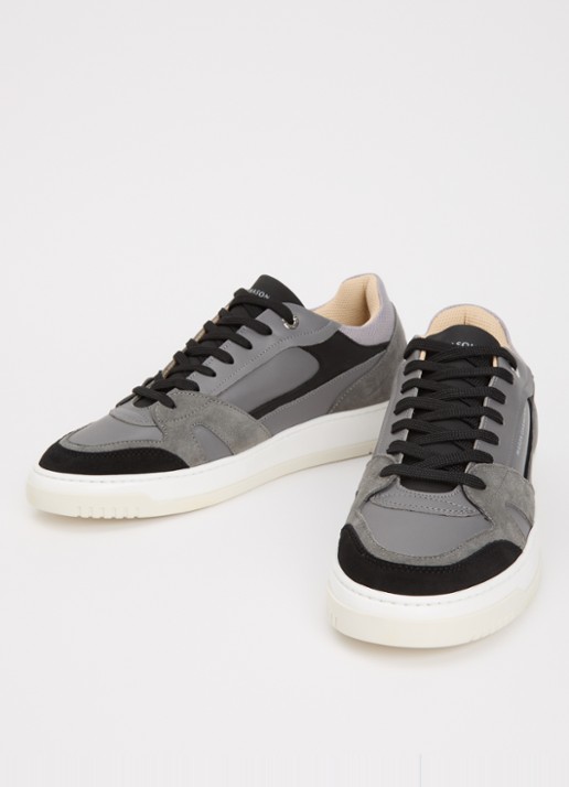 Mason Garments Matera sneaker van leer met details van nubuck en suède - detail donkergrijs