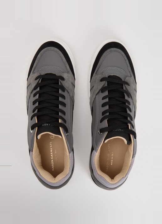 Mason Garments Matera sneaker van leer met details van nubuck en suède - detail 2 donkergrijs