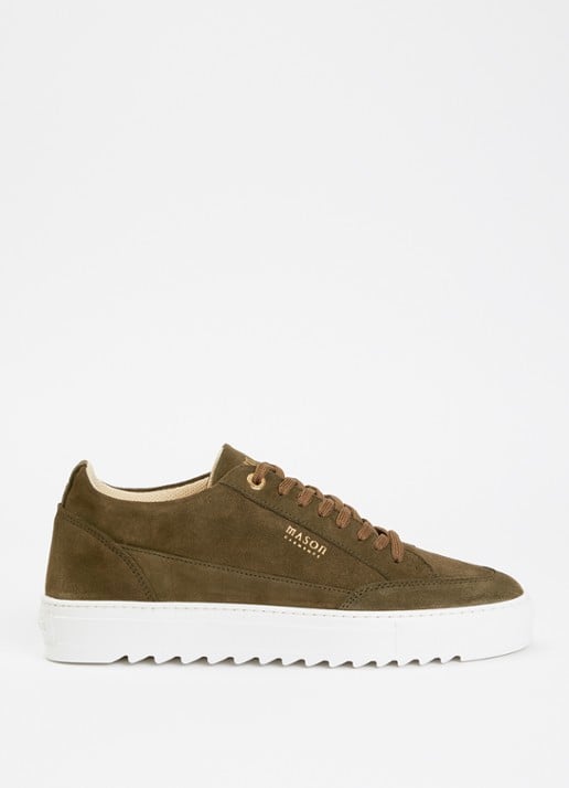 Mason Garments Tia Corporativo sneaker van suède - voorkant bronsgroen