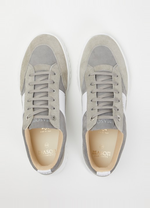 Mason Garments Tia Runner sneaker van suède met details van nubuck - detail 3 grijs