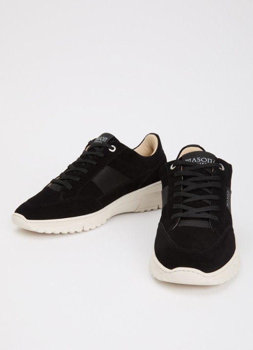 Mason Garments Tia Runner sneaker van suède met details van nubuck - detail zwart