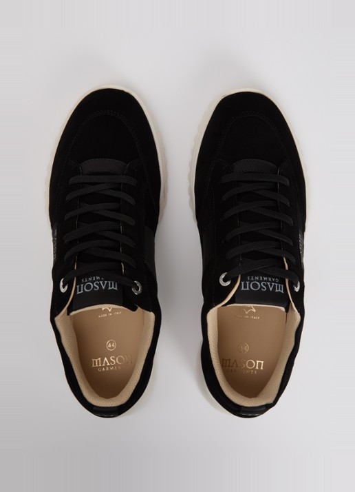 Mason Garments Tia Runner sneaker van suède met details van nubuck - detail 2 zwart