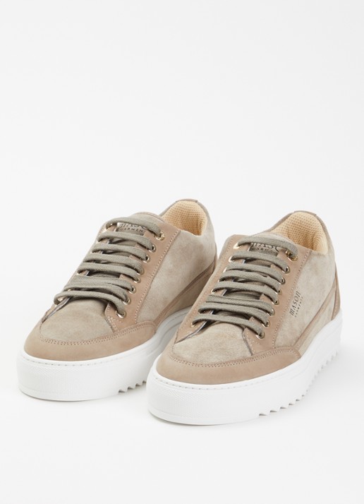 Mason Garments Tia sneaker van suède met details van nubuck - detail 3 taupe