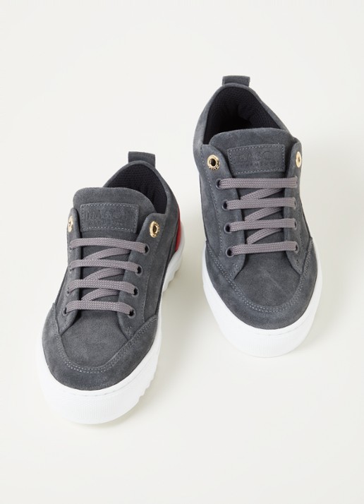 Mason Garments Tia sneaker van suède met leren details - voorkant 2 antraciet