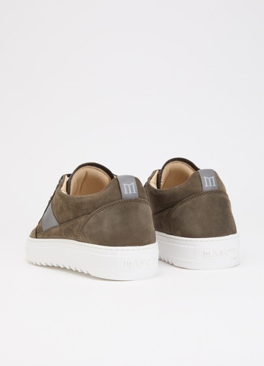 Mason Garments Tia Sport Mescolanza sneaker van nubuck met details van leer - achterkant olijfgroen