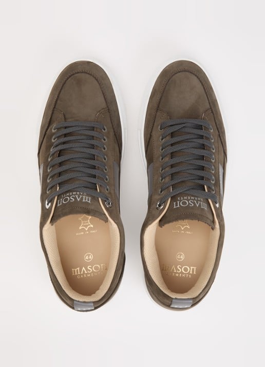 Mason Garments Tia Sport Mescolanza sneaker van nubuck met details van leer - detail 3 olijfgroen