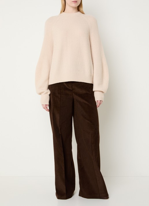 Max & Co Adagio ribgebreide trui in kasjmier wolblend - voorkant 2 beige