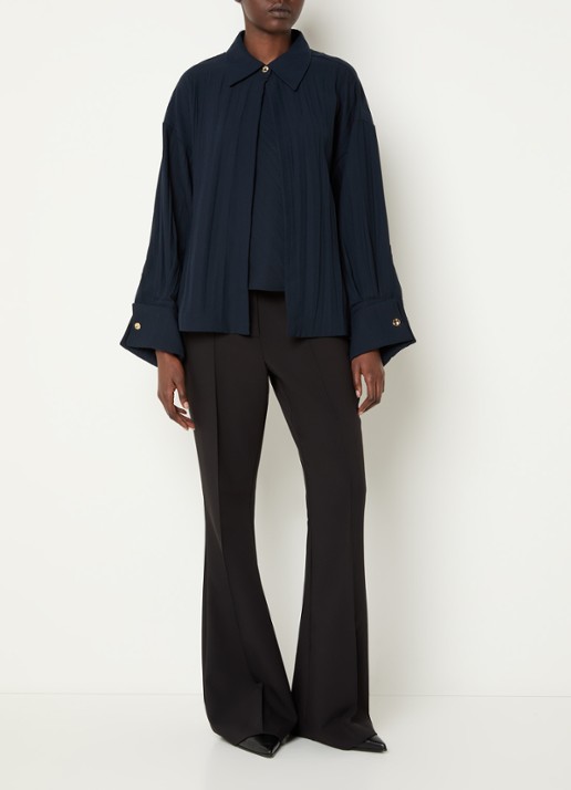 Max & Co Agitare blouse met strikceintuur - voorkant 3 donkerblauw