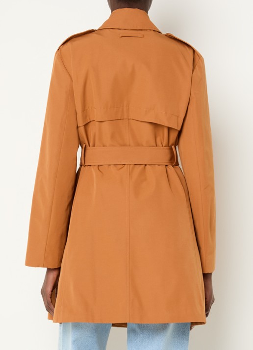 Max & Co Aris double-breasted trenchcoat met strikceintuur en steekzakken - achterkant 4 oranjebruin