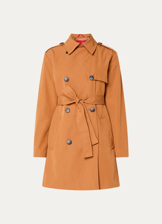 Max & Co Aris double-breasted trenchcoat met strikceintuur en steekzakken - voorkant oranjebruin