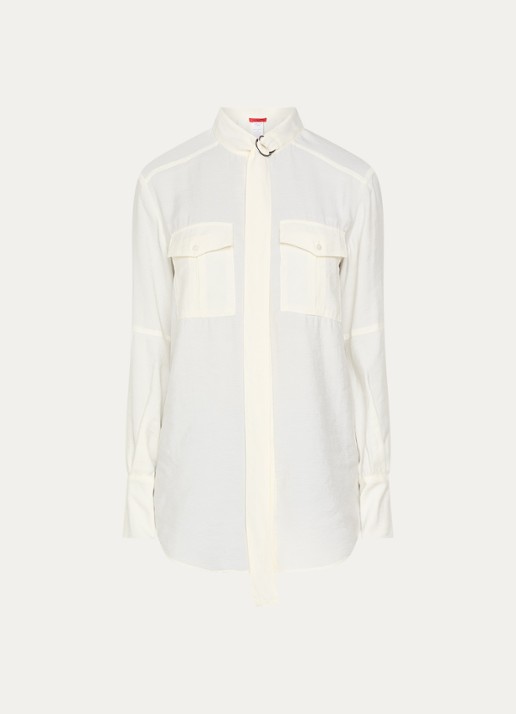 Max & Co Avde blouse met borstzakken - voorkant 3 ivoor